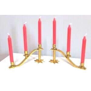Solid Brass Candelabras. Often referred to as twisted/ stacking Antique